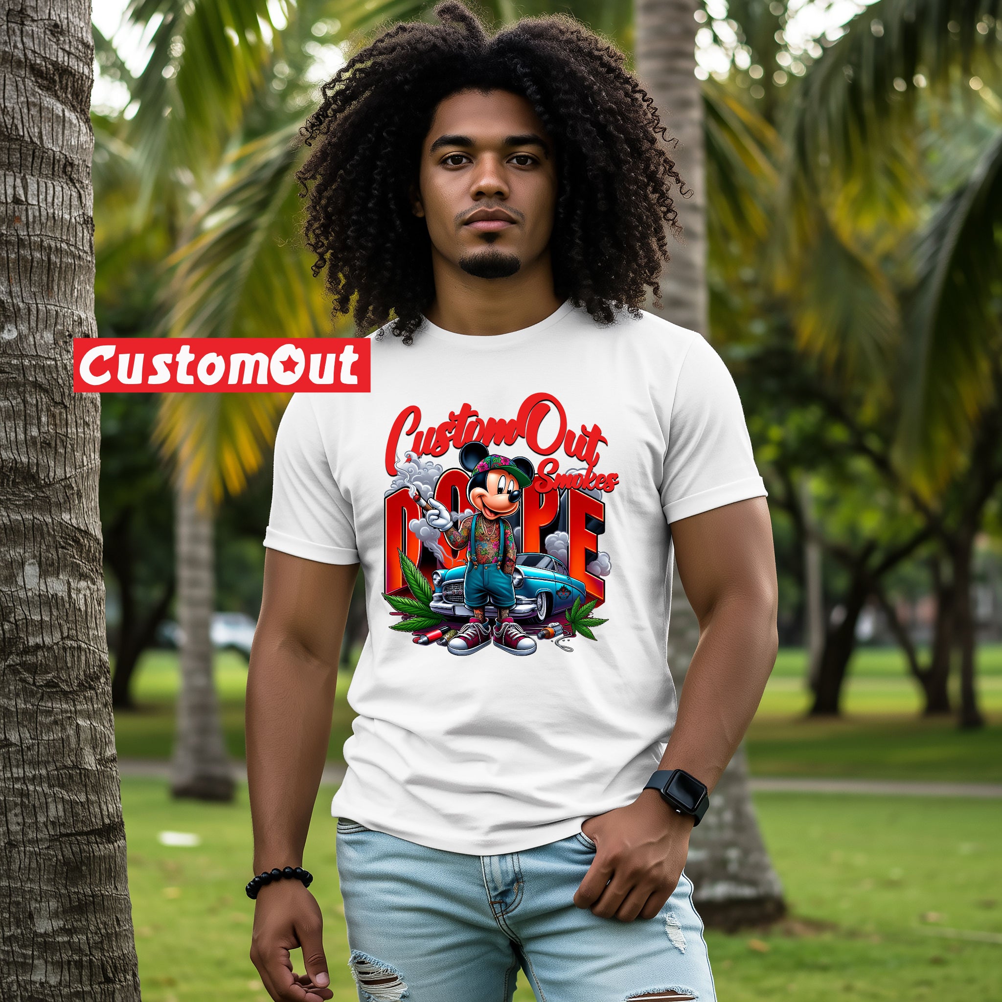 CustomOut Smokes "Blazed Up Mickey" 420 Tee